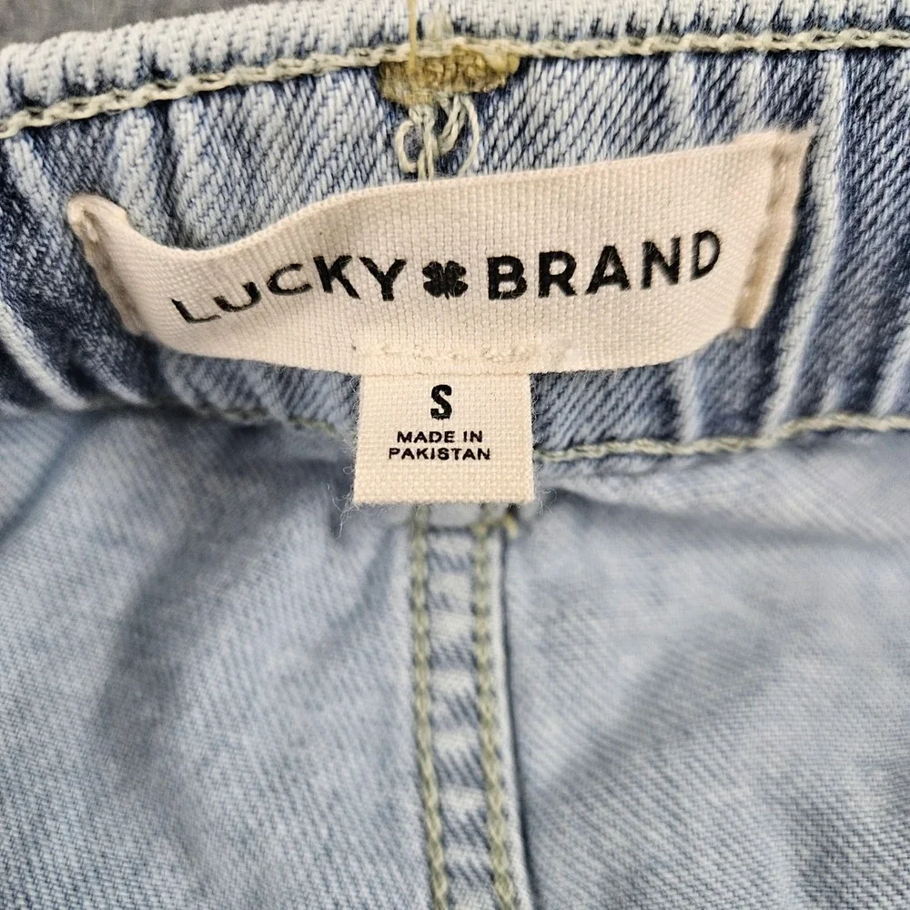Lucky Brand Womens Wide Leg Utility Drawstring Jeans Light Wash Raw Hem Small